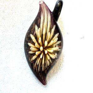 Vintage Dichroic Glass Pendant with Floral Design